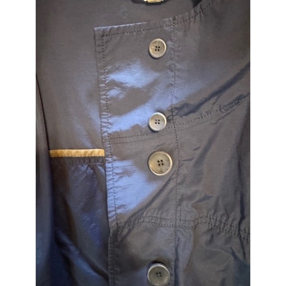 Eileen Fisher Organic Cotton Nylon Rain Jacket Blue Button Hooded Size‎ XL - Picture 6 of 13